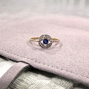 Carrie Elizabeth 14k Gold Vermeil Evil Eye Sapphire Ring